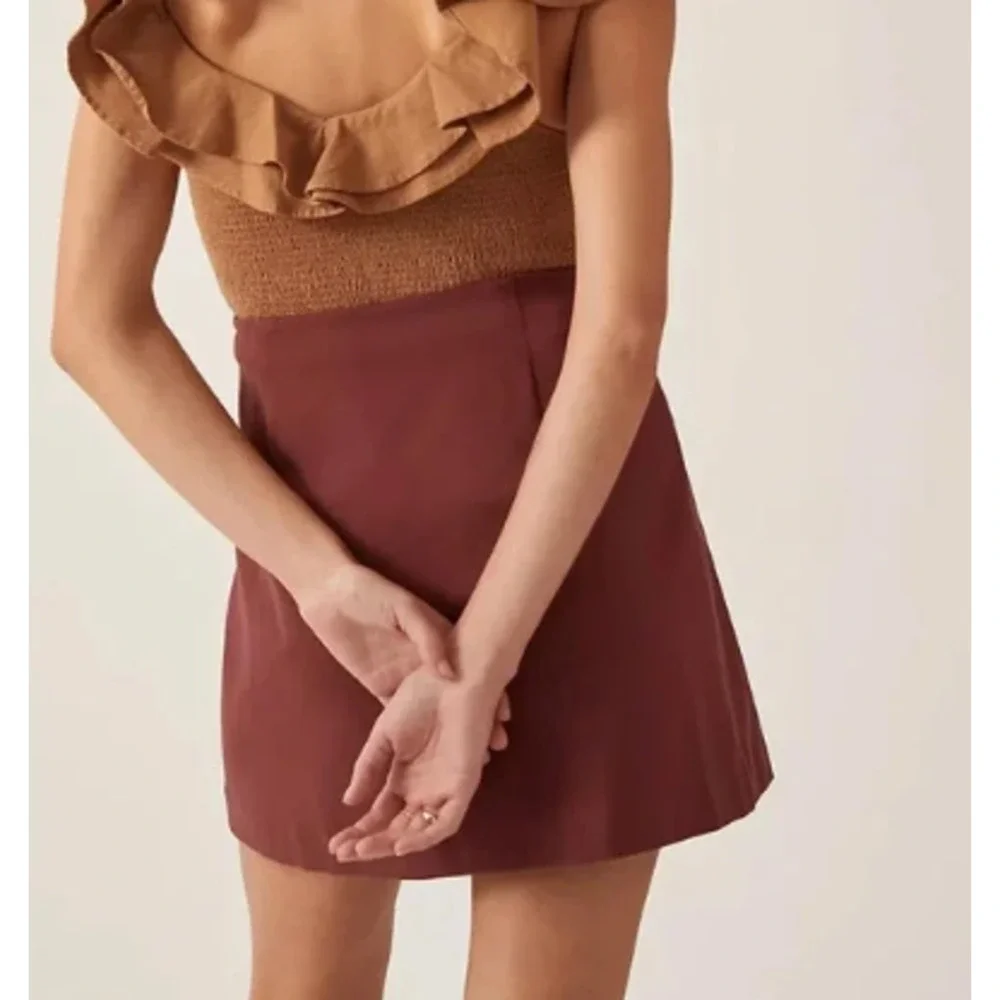 New NWOT Maeve For Anthropologie‎ Mauve Berry Mini Micro Skirt Size Large